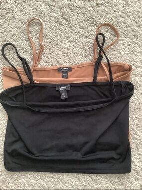 Express Body Contour 2-Pack Crop Tops — Black & Tan